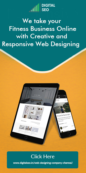 A blue and orange colour banner ad for Responsive Web Designing In Chennai.